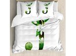 Abakuhaus Lettera J Copripiumino, Riassunto Jasmin E J, Antiacaro, Adatto A Chi Soffre Di Allergie, Con Federe, 200 Cm X 200 Cm - 80 X 80 Cm, Verde, Bianco, Nero