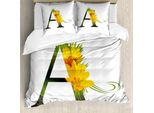 Abakuhaus Lettera A Copripiumino, Floweringlphabet, Antiacaro, Adatto A Chi Soffre Di Allergie, Con Federe, 155 Cm X 220 Cm - 80 X 80 Cm, Verde Calendula E Nero