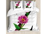 Abakuhaus Lettera Z Copripiumino, Foglia Di Zinnia Z, Antiacaro, Adatto A Chi Soffre Di Allergie, Con Federe, 155 Cm X 220 Cm - 80 X 80 Cm, Fucsia-Verde-Nero