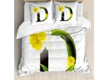 Abakuhaus Lettera D Copripiumino, D Silhouette Narciso, Antiacaro Adatto A Chi Soffre Di Allergie Con Federe, 200 Cm X 200 Cm - 80 X 80 Cm, Giallo Verde Nero