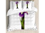 Abakuhaus Lettera I Copripiumino, Iris-Blumen-Kapital I, Antiacaro, Adatto A Chi Soffre Di Allergie, Con Federe, 200 Cm X 200 Cm - 80 X 80 Cm, Viola Verde Nero