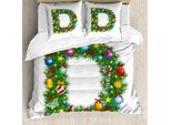 Abakuhaus Lettera D Copripiumino, Happy Christmas Pine, Antiacaro, Adatto A Chi Soffre Di Allergie, Con Federe, 155 Cm X 220 Cm - 80 X 80 Cm, Multicolore