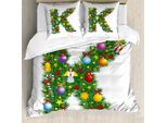 Abakuhaus Lettera K Copripiumino, Albero Font Natale, Antiacaro, Adatto A Chi Soffre Di Allergie, Con Federe, 155 Cm X 220 Cm - 80 X 80 Cm, Multicolore