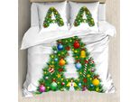 Abakuhaus Lettera A Copripiumino, Font Festivo Invernale, Antiacaro Adatto A Chi Soffre Di Allergie Con Federe, 155 Cm X 220 Cm - 80 X 80 Cm, Multicolore