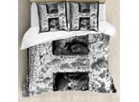 Abakuhaus Lettera H Copripiumino, Stile Gotico Vittoriano Retrò, Antiacaro, Adatto A Chi Soffre Di Allergie, Con Federe, 155 Cm X 220 Cm - 80 X 80 Cm, Grigio Nero