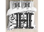 Abakuhaus Lettera H Copripiumino, Disegno Monastero H, Antiacaro, Adatto A Chi Soffre Di Allergie, Con Federe, 155 Cm X 220 Cm - 80 X 80 Cm, Nero, Grigio, Bianco