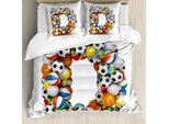 Abakuhaus Lettera D Copripiumino, Stile Ispirato Allo Sport, Antiacaro, Adatto A Chi Soffre Di Allergie, Con Federe, 155 Cm X 220 Cm - 80 X 80 Cm, Multicolore