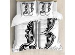 Abakuhaus Lettera B Copripiumino, Scrittura Classica, Antiacaro, Adatto A Chi Soffre Di Allergie, Con Federe, 155 Cm X 220 Cm - 80 X 80 Cm, Bianco E Nero