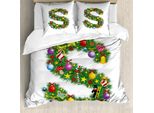 Abakuhaus Lettera Copripiumino, Decorazione Natalizia, Antiacaro, Adatto A Chi Soffre Di Allergie, Con Federe, 200 Cm X 200 Cm - 80 X 80 Cm, Multicolore