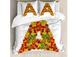 Abakuhaus Lettera A Copripiumino, Autumn Themed Kapital, Antiacaro, Adatto A Chi Soffre Di Allergie, Con Federe, 200 Cm X 200 Cm - 80 X 80 Cm, Giallo Vermiglio Verde
