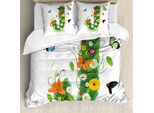 Abakuhaus Lettera J Copripiumino, Farfalla Flourish, Antiacaro Adatto A Chi Soffre Di Allergie Con Federe, 200 Cm X 200 Cm - 80 X 80 Cm, Multicolore
