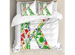 Abakuhaus Lettera K Copripiumino, Caratteri Maiuscoli Vivid, Antiacaro, Adatto A Chi Soffre Di Allergie, Con Federe, 155 Cm X 220 Cm - 80 X 80 Cm, Multicolore