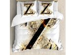 Abakuhaus Lettera Z Copripiumino, Carattere Z Della Capitale, Antiacaro Adatto A Chi Soffre Di Allergie Con Federe, 155 Cm X 220 Cm - 80 X 80 Cm, Tan Nero Arancione