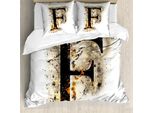 Abakuhaus Lettera F Copripiumino, Aflame F Latin, Antiacaro, Adatto A Chi Soffre Di Allergie, Con Federe, 200 Cm X 200 Cm - 80 X 80 Cm, Marrone Chiaro, Nero, Arancione