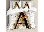 Abakuhaus Lettera A Copripiumino, Fiery Prima Lettera, Antiacaro, Adatto A Chi Soffre Di Allergie, Con Federe, 200 Cm X 200 Cm - 80 X 80 Cm, Marrone Chiaro Nero Arancione