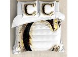 Abakuhaus Lettera C Copripiumino, Carta Bruciata, Antiacaro, Adatto A Chi Soffre Di Allergie, Con Federe, 200 Cm X 200 Cm - 80 X 80 Cm, Marrone Chiaro-Nero-Giallo