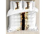 Abakuhaus Lettera J Copripiumino, Majusclue J Brennen, Antiacaro, Adatto A Chi Soffre Di Allergie, Con Federe, 155 Cm X 220 Cm - 80 X 80 Cm, Marrone Chiaro-Nero-Giallo
