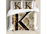 Abakuhaus Lettera K Copripiumino, Lettera K Affumicata Abc, Antiacaro Adatto A Chi Soffre Di Allergie Con Federe, 200 Cm X 200 Cm - 80 X 80 Cm, Tan Nero Arancione