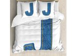 Abakuhaus Lettera J Copripiumino, Tema Design A Tema, Antiacaro Adatto A Chi Soffre Di Allergie Con Federe, 155 Cm X 220 Cm - 80 X 80 Cm, Blu Marigold