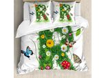 Abakuhaus Lettera R Copripiumino, Flora E Fauna R, Antiacaro, Adatto A Chi Soffre Di Allergie, Con Federe, 155 Cm X 220 Cm - 80 X 80 Cm, Verde Multicolore