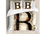 Abakuhaus Lettera B Copripiumino, Lingua In Fiamme, Antiacaro, Adatto A Chi Soffre Di Allergie, Con Federe, 200 Cm X 200 Cm - 80 X 80 Cm, Marrone Chiaro, Nero, Arancione