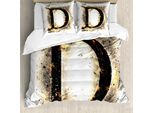 Abakuhaus Lettera D Copripiumino, Blazing Maiuscolo - D, Antiacaro Adatto A Chi Soffre Di Allergie Con Federe, 200 Cm X 200 Cm - 80 X 80 Cm, Marrone Chiaro-Nero-Giallo