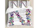 Abakuhaus Lettera N Copripiumino, Animali Attivati, Antiacaro Adatto A Chi Soffre Di Allergie Con Federe, 200 Cm X 200 Cm - 80 X 80 Cm, Multicolore