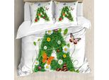 Abakuhaus Lettera A Copripiumino, Foglie Verdi, Antiacaro Adatto A Chi Soffre Di Allergie Con Federe, 155 Cm X 220 Cm - 80 X 80 Cm, Verde Multicolore