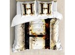 Abakuhaus Lettera H Copripiumino, Ablaze Alfabeto Con Segno H, Antiacaro Adatto A Chi Soffre Di Allergie Con Federe, 155 Cm X 220 Cm - 80 X 80 Cm, Tan Nero Arancione