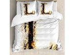 Abakuhaus Lettera L Copripiumino, Fire Letter Lettera Maiuscola L, Antiacaro, Adatto A Chi Soffre Di Allergie, Con Federe, 200 Cm X 200 Cm - 80 X 80 Cm, Marrone Chiaro, Nero, Arancione