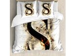 Abakuhaus Lettere Copripiumino, Grande S Fiery Hot, Antiacaro, Adatto A Chi Soffre Di Allergie, Con Federe, 200 Cm X 200 Cm - 80 X 80 Cm, Marrone Chiaro, Nero, Arancione