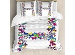 Abakuhaus Lettera H Copripiumino, Composizione Esotica, Antiacaro, Adatto A Chi Soffre Di Allergie, Con Federe, 200 Cm X 200 Cm - 80 X 80 Cm, Multicolore