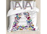 Abakuhaus Lettera A Copripiumino, Stile Scrittura Farfalla, Antiacaro, Adatto A Chi Soffre Di Allergie, Con Federe, 155 Cm X 220 Cm - 80 X 80 Cm, Multicolore