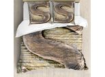 Abakuhaus Lettere Copripiumino, Carattere Holzblock S, Antiacaro, Adatto A Chi Soffre Di Allergie, Con Federe, 200 Cm X 200 Cm - 80 X 80 Cm, Giallo Pallido, Marrone Chiaro, Grigio