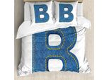 Abakuhaus Lettera B Copripiumino, Jeans Retro Fashion, Antiacaro Adatto A Chi Soffre Di Allergie Con Federe, 155 Cm X 220 Cm - 80 X 80 Cm, Blu Giallo