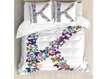 Abakuhaus Lettera K Copripiumino, Natur Typography, Antiacaro, Adatto A Chi Soffre Di Allergie, Con Federe, 155 Cm X 220 Cm - 80 X 80 Cm, Multicolore