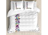 Abakuhaus Lettera L Copripiumino, Animali Colorati Vivaci, Antiacaro Adatto A Chi Soffre Di Allergie Con Federe, 155 Cm X 220 Cm - 80 X 80 Cm, Multicolore