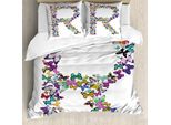 Abakuhaus Lettera R Copripiumino, Composizione A Farfalle, Antiacaro, Adatto A Chi Soffre Di Allergie, Con Federe, 155 Cm X 220 Cm - 80 X 80 Cm, Multicolore