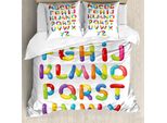 Abakuhaus Lettere Copripiumino, Design Heiter Kinder, Antiacaro, Adatto A Chi Soffre Di Allergie, Con Federe, 155 Cm X 220 Cm - 80 X 80 Cm, Multicolore