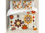 Set Copripiumino Abakuhaus Per Letti Matrimoniali, Motivo Floreale Orientale, Antiacaro, Adatto A Chi Soffre Di Allergie, Con Federe, Colori Guscio D'uovo E Multicolore