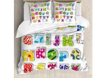 Abakuhaus Lettere Copripiumino, Set Alfabetico Colorato, Antiacaro, Adatto A Chi Soffre Di Allergie, Con Federe, 200 Cm X 200 Cm - 80 X 80 Cm, Multicolore