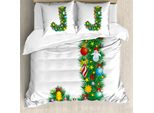 Abakuhaus Lettera J Copripiumino, Grande Natale, Antiacaro, Adatto A Chi Soffre Di Allergie, Con Federe, 155 Cm X 220 Cm - 80 X 80 Cm, Multicolore