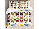 Abakuhaus Copripiumino Butterfly, Farfalle Di Diverse Forme, Antiacaro, Adatto A Chi Soffre Di Allergie, Con Federe, 155 Cm X 220 Cm - 80 X 80 Cm, Multicolore