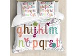 Abakuhaus Lettere Copripiumino, Alfabeto Femminile Girly, Antiacaro Adatto A Chi Soffre Di Allergie Con Federe, 155 Cm X 220 Cm - 80 X 80 Cm, Multicolore
