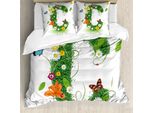 Abakuhaus Lettera C Copripiumino, Estate Inspired C, Antiacaro, Adatto A Chi Soffre Di Allergie, Con Federe, 155 Cm X 220 Cm - 80 X 80 Cm, Verde Multicolore