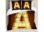 Abakuhaus Lettera A Copripiumino, Prima Lettera Abc Design, Antiacaro, Adatto A Chi Soffre Di Allergie, Con Federe, 200 Cm X 200 Cm - 80 X 80 Cm, Caramello Giallo Nero