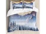 Abakuhaus Copripiumino Invernale, Land Pines, Antiacaro, Adatto A Chi Soffre Di Allergie, Con Federe, 155 Cm X 220 Cm - 80 X 80 Cm, Caramello Bianco Nero