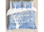 Abakuhaus Copripiumino Invernale, Astratto Cervo Rosso Invernale, Antiacaro Adatto A Chi Soffre Di Allergie Con Federe, 155 Cm X 220 Cm - 80 X 80 Cm, Blu Bianco