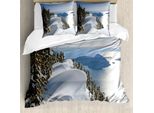 Abakuhaus Copripiumino Invernale, Pacific Mountains, Antiacaro, Adatto A Chi Soffre Di Allergie, Con Federe, 155 Cm X 220 Cm - 80 X 80 Cm, Bianco, Verde Oliva, Blu
