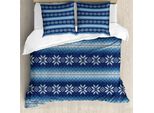 Abakuhaus Copripiumino Invernale, Jacquard Tradizionale, Antiacaro, Adatto A Chi Soffre Di Allergie, Con Federe, 200 Cm X 200 Cm - 80 X 80 Cm, Blu E Bianco